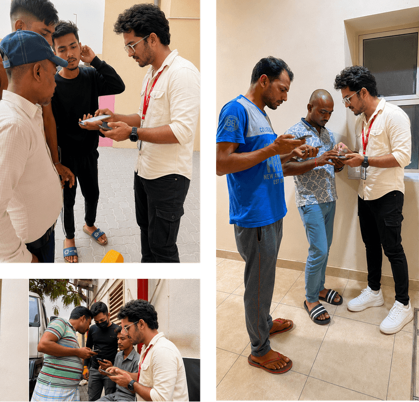Users testing on their phones during the session